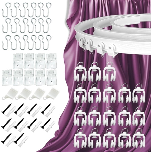 Flexible Bendable Ceiling Curtain Track, 2.9 ft (0.9 m), Mount for Rail with Curtain Tracks System, Room Divider, Curtains Rod, RV Ceiling Track for Curtains, White