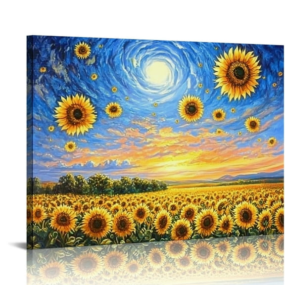 BCIIG Sunflowers Wall Art Print Ready to Hang for Living Room Bedroom Office Decor 20x16in