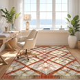 thumbnail image 3 of Design&I 3'x5' Washable Area Rug Checkered Lattice Neutral Tan Dotted Grid Plaid Beige Terracotta for Home Office, Hallway, Low Profile & Durable Daily Traffic Ready, 3 of 7