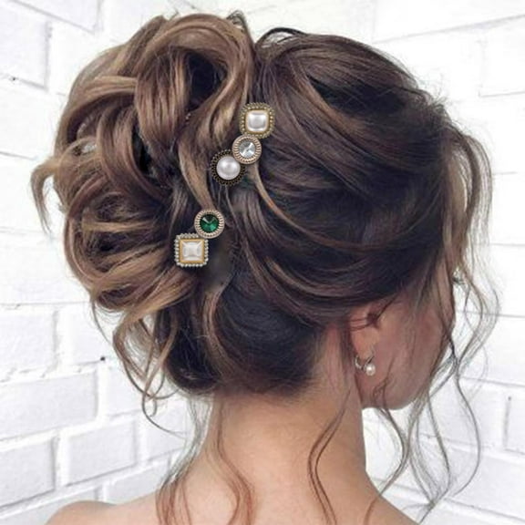 Spiral Hair Pins Rhinestones Coils Hair Clips Pearl Crystal Twisters Wedding Bridal Hair Accessories for Women and Girls(6Pcs) (A)