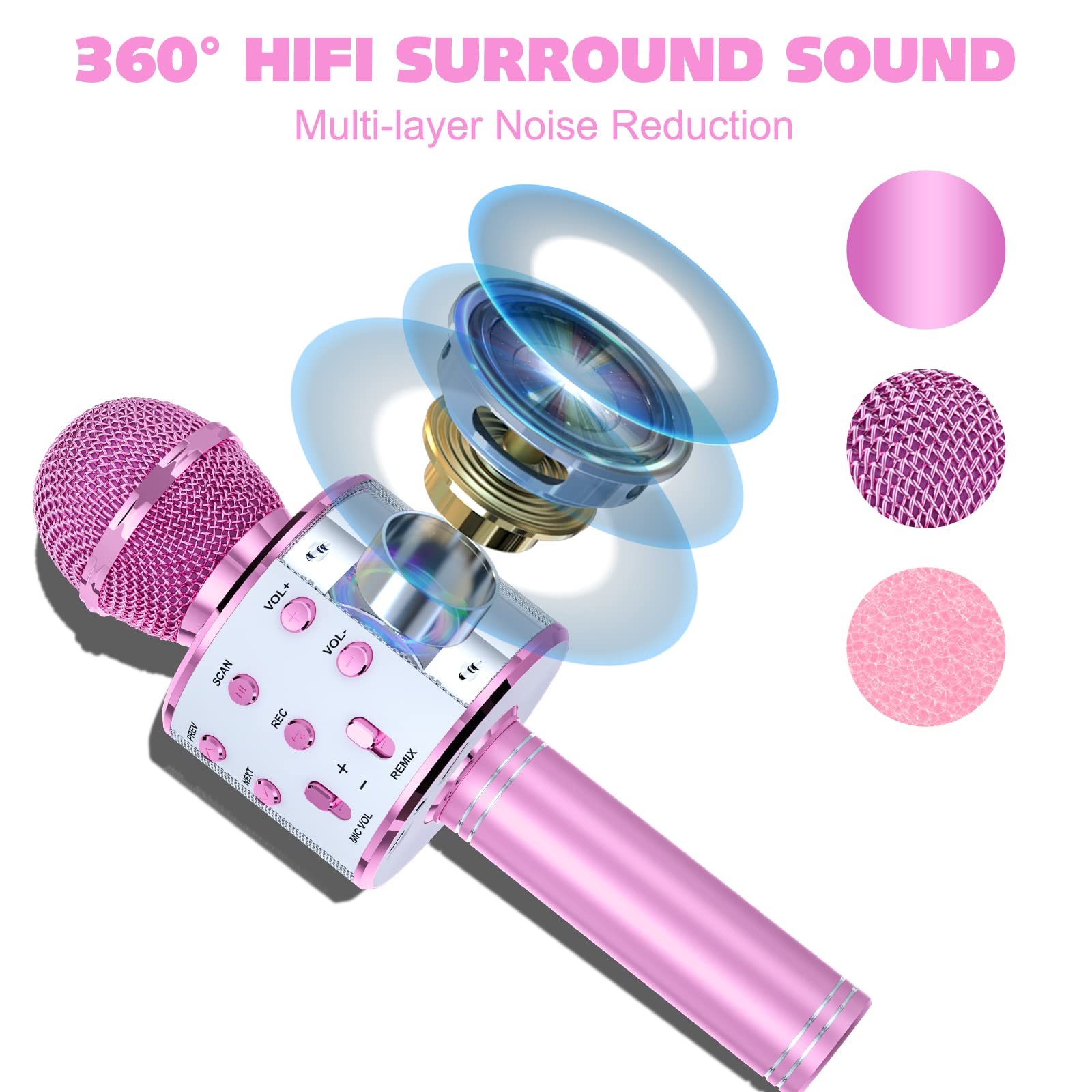 BONAOK 2-Pack Wireless Karaoke Microphones With Bluetooth Speaker photo 4