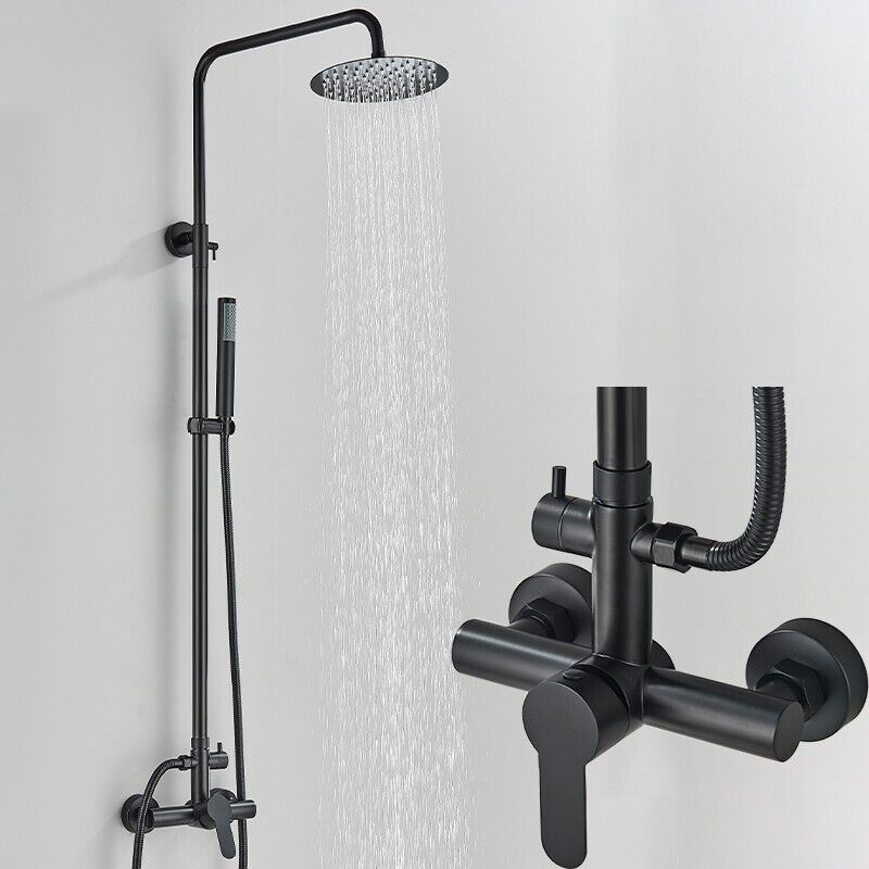 Black Shower Faucet Set Wall Shower System Fixture Stainless Steel Mixer Tap