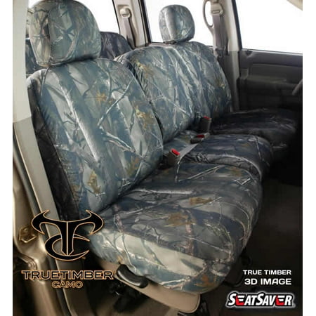 SeatSaver Seat Protector: 2009 Fits DODGE RAM QUAD CAB REAR FULL BENCH W/3 ADJ HEADRESTS & CENTER SHOULDER BELT (True Timber, 3D Image)