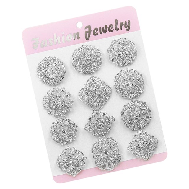 12 Unids Aleación Vintage Surtido Broches Prendedores de Solapa Portátiles Únicos para Mochila, Bufanda Fácil de Combinar Ligero Conjunto DIY Elegante Plata Jinwen Pin de broche de perlas