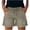 Khaki, variant on Women's Mid Waist Denim Print Biker Shorts, Soft Stretchy Casual Workout Booty Shorts Inner Base Layering Bottoms with Pockets
