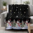 thumbnail image 2 of Black Christmas Snowman Throw Blanket for Couch, Soft Lightweight Flannel Fleece Blanket, Winter Xmas Tree Snowflakes Microfiber Plush All Season Decorative Blankets Gifts for Sofa Bed Office 40"x60", 2 of 9
