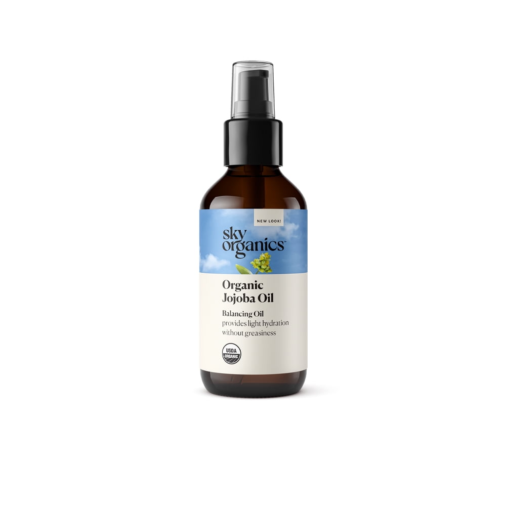 Sky Organics Organic Jojoba Oil for Face and All Skin Types to Balance Skin, 4 fl oz
