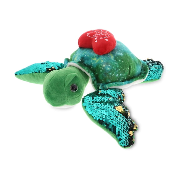 DolliBu I Love You Heart Space Sequin Turtle Plush - 13 inches