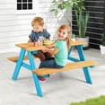 thumbnail image 4 of Kids Picnic Table, Fir Wood Toddler Table and Benches, Kids Outdoor Furniture, Blue, 31" x 35" x 20", 4 of 21