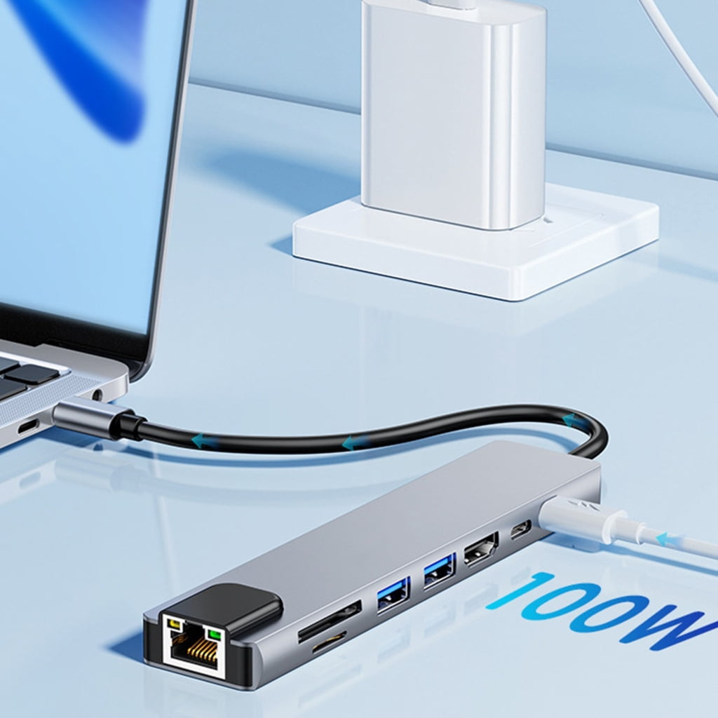 WINDLAND Versatilitys USB C Docking Stations USB C to HDMIs Adapter with 4K HDMIs and TF Slots Compatible for Various Devices