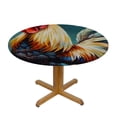 thumbnail image 3 of WYYP Rooster Flowers Daisies Round Table Cover 100% Polyester Table Cloth White, 3 of 8