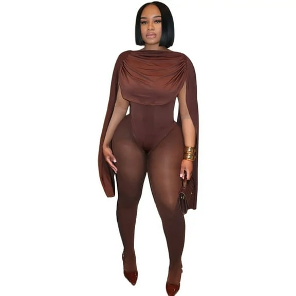 Women’s Turtleneck Sleeveless Pleated Bandage Jumpsuits, Solid Color