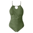thumbnail image 4 of Womens Bikini Swimsuits Solid Color Triangle Backless Summer Beach Tankinis Swimwear for Women Green, 4 of 4