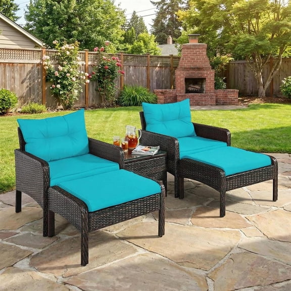 Topcobe 5 Pieces Patio Rattan Furniture Set Sofa, Outdoor Patio Furniture for Balcony Garden Backyard