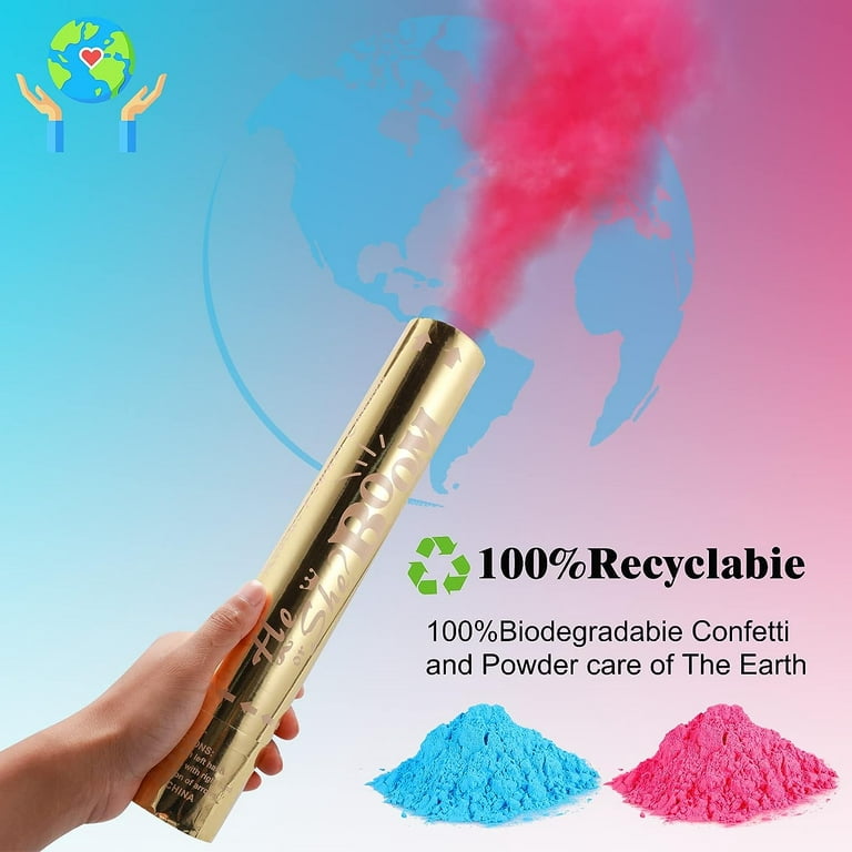 Gender Reveal Powder cannon,smoke Bombs for Gender Reveal Party 100% Biodegradable Tissue Safe Powder Smoke, Infant Boy's, Size: One Size