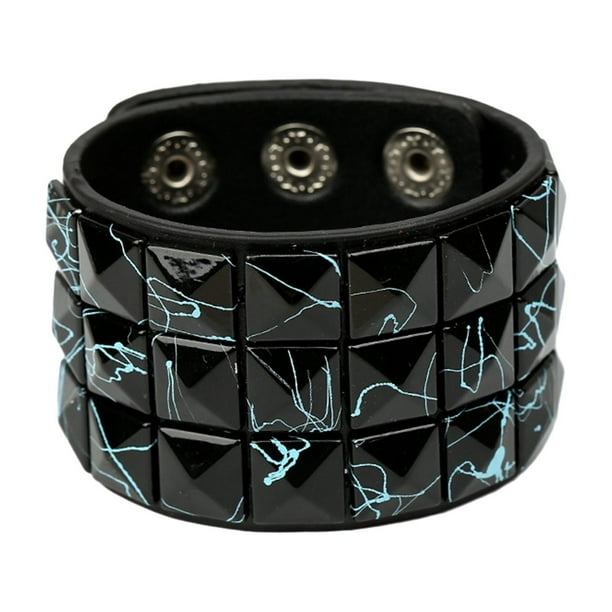 Pulsera gótica de los años 80 Sunnimix pulsera Punk brazalete ajustable para hombre y mujer Negro
