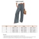 thumbnail image 5 of Pantalones casuales de mujer color gris claro para uso diario y citas en la playa, talla XL, pantalones anchos elásticos de cintura alta, 5 of 5