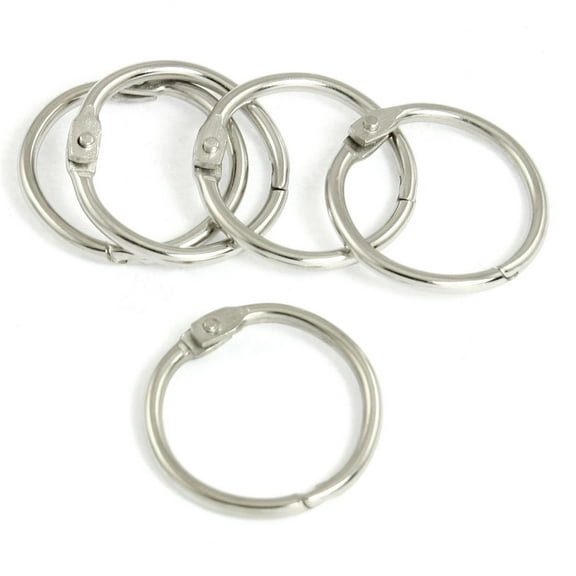 1' Dia Round Shape Silver Tone Metal Key Chain Keyring 5 Pcs Keychain