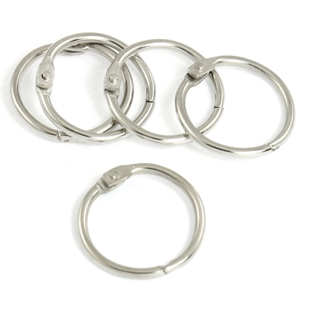 Unique Bargains 1' Dia Round Shape Silver Tone Metal Key Chain Keyring 5 Pcs