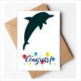 thumbnail image 1 of Blue Ocean Streamline Cute Dolphin Wedding Cards Congratulations Greeting Envelopes, 1 of 3