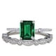thumbnail image 1 of JeenMata Anillo de Bodas Hecho a Mano con Esmeralda Verde Rectangular de 1,50 Quilates Creada en Laboratorio Engastado en Oro Blanco de 18 K sobre Plata, 1 of 6
