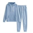 thumbnail image 4 of SDNall Sweatsuits Women 2 Piece Outfit Color Hooded Sweatshirt and Pant Tracksuit Sport Suit (Sky Blue, Sizes S-XXXL), 4 of 9