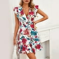 thumbnail image 5 of Drses Women's Short Sleeve V Neck Wrap Dress Summer Casual Floral Sundress, 5 of 7