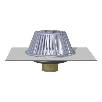 

Thunderbird TPORD4NH 4in No-Hub Stainless TPO Clad Outlet Roof Drain w/ Optional Clamping Ring