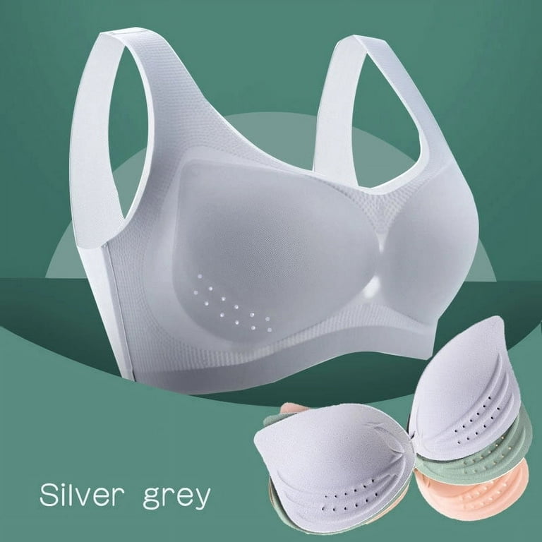 Ultra-thin Ice Silk BraThin Silk Seamless Bra Wireless Underwear with  Removable Pad for Women Breathable L Black