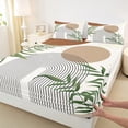 thumbnail image 3 of Homewish Geometric Stripes Circle 3pcs Twin Sheet Sets for Female Men Teens,Vintage Aesthetic Twin Fitted Sheet,Botanical Plants Leaves Breathable Flat Sheet,Breathable Home Decor, 3 of 7