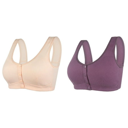 Rinsvye 2 Pcs Womens No Steel Ring Maximum Support Sports Bras for Women Front Close Bra T Women Bras Wireless Padded Back Plus Size Seamless Bras for Women Packs Unlined Bra for Large Bust