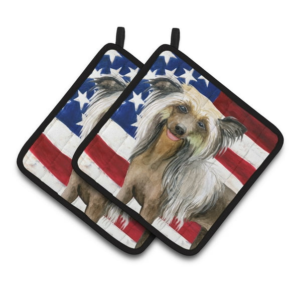 Caroline's Treasures Chinese Crested Patriotic Pair of Pot Holders