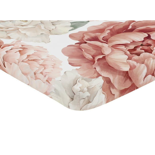 Large Peony Floral Garden Pink and Ivory Mini Fitted Crib Sheet Girl by Sweet Jojo Designs Walmart Business Supplies