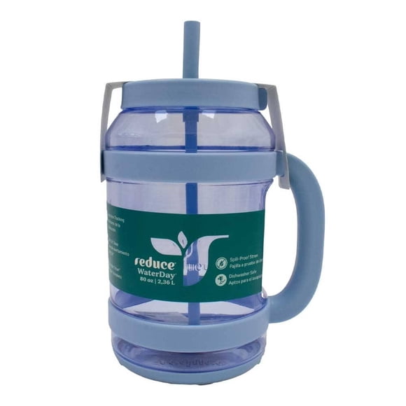Botella Reduce de Plástico con Asa y Popote 2.36 Litros