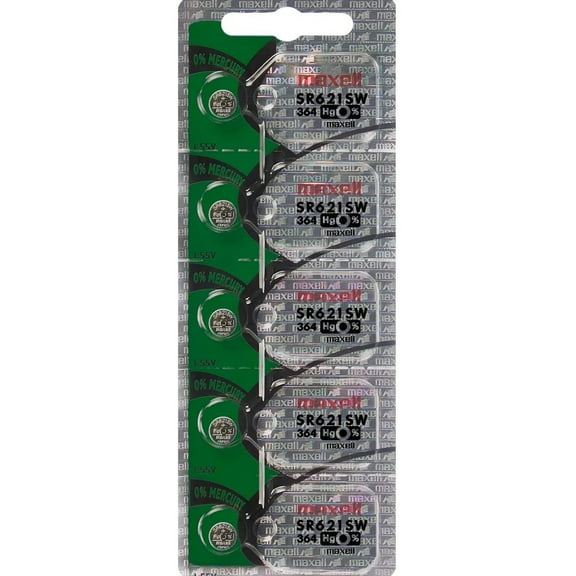 Maxell Watch Battery Button cell SR621SW SR-621SW 364 (Pack of 5)