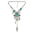 thumbnail image 3 of Rétro Collier Pendentif Chaîne Turquoise Pompon -, comme Décrit, 3 of 8