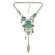 thumbnail image 1 of Collar con colgante de borla con incrustaciones de turquesa azul bohemio étnico para mujer para fiesta Plata, 1 of 9