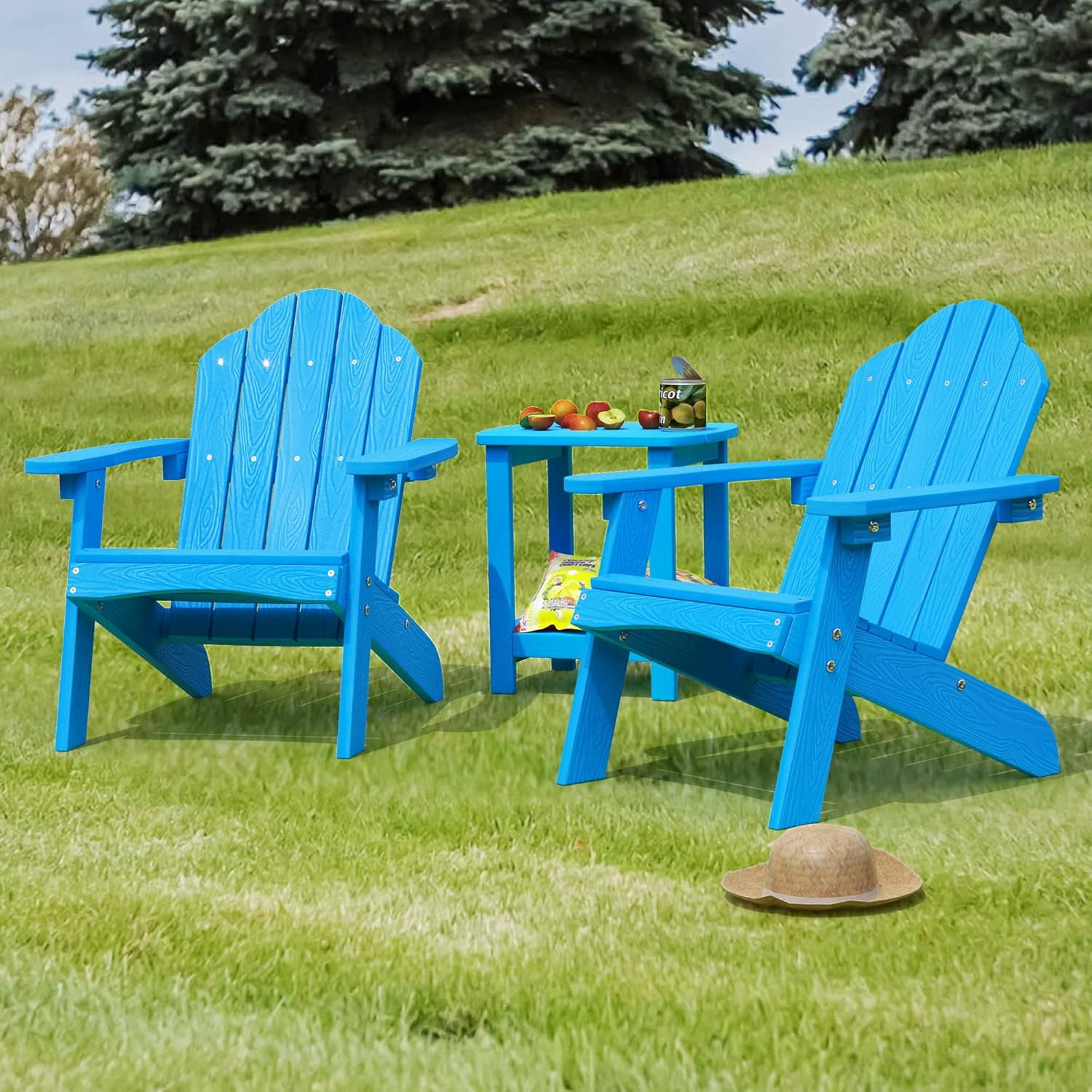 Dycanpo 15.6'' Kids Adirondack Chair, Toddler Outdoor Patio Chair for Backyard, HDPS - Blue
