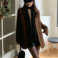 thumbnail image 4 of Blazers For Women Autumn New Suede Single Breasted Loose Suit Coat Chamois Leather Suede Jacket Suit Jackets Blazers & Sport Coats 1Pc Green L Fall Jackets For Women 2025, 4 of 9