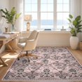 thumbnail image 3 of Design&I 5'x7' Washable Area Rug Pink Symmetrical Ornamental Blush Crisp Detailing Decorative for Guest Room, Lounge, Apartment, Flatweave & Daily Traffic Ready, 3 of 7