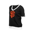 thumbnail image 2 of Women's-New Era  Black San Francisco Giants Game Day Rhinestone V-Neck T-Shirt, 2 of 3