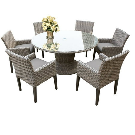 Florence 60" Outdoor Patio Dining Table w/ 6 Chairs w/ Arms | Walmart
