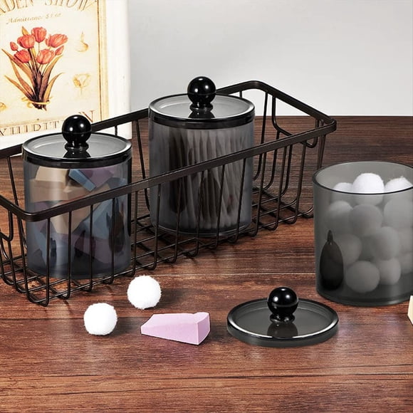 Frascos Apilables Dispensadores con Tapas de Almacenamiento para Hisopos, Bolas de Algodón, Almohadillas y Paquetes de Hilo Dental