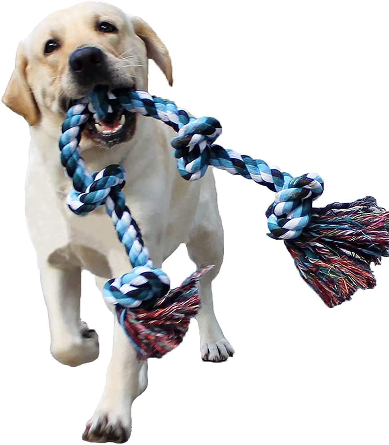 2 Pcs Interactive Dog Rope Toys Natural Cotton Color Rope Tug Toys Dog Chew Rope Toys for Medium and Large Dogs
