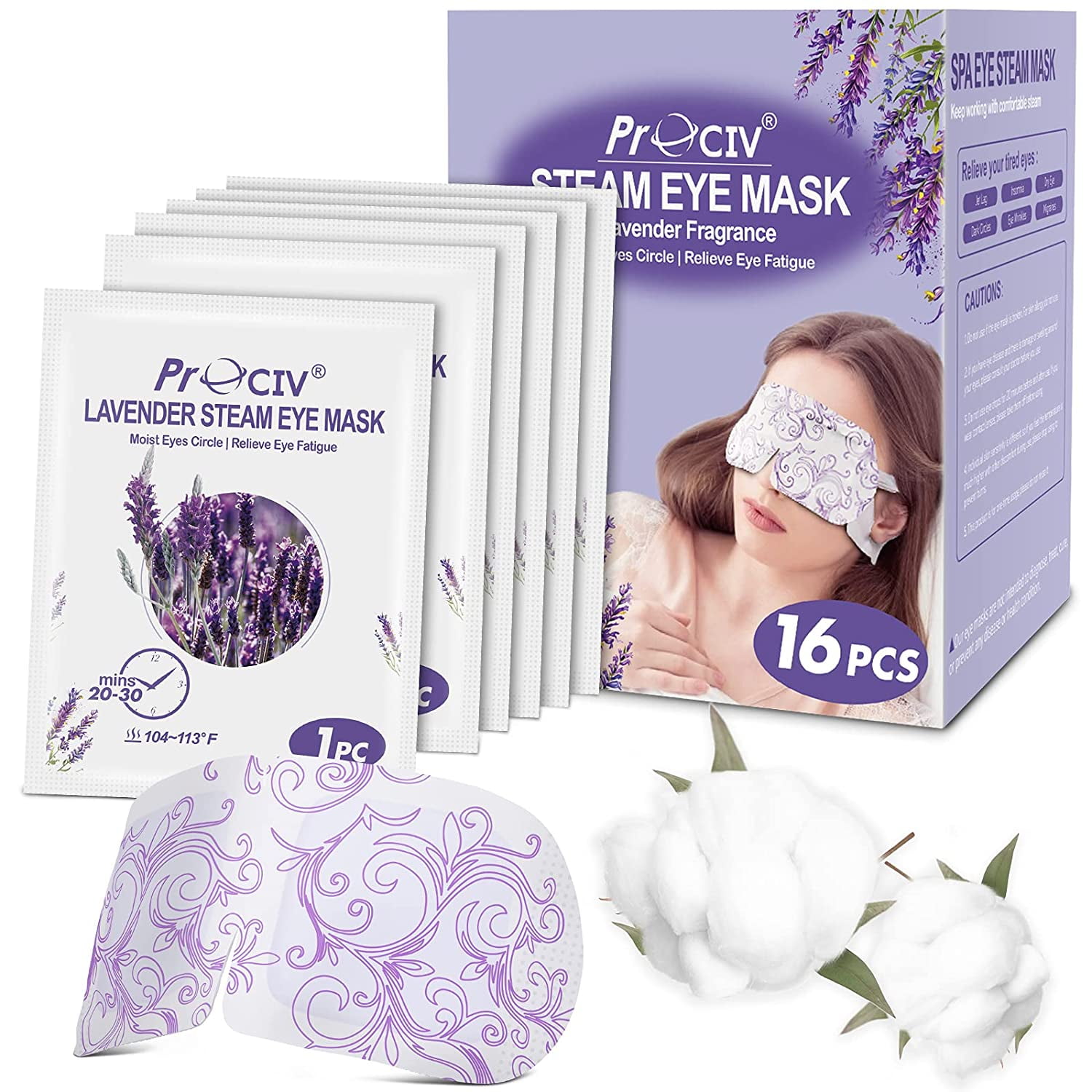 16 Packs Steam Eye Masks for Dark Circles and Puffiness Disposable
