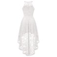 thumbnail image 4 of Vestido de cóctel Dressystar 2028 Halter con encaje floral blanco XXL, 4 of 7