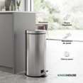 thumbnail image 2 of Bote de Basura de Acero Inoxidable con Pedal y Cesto Plástico Removible Kingshouse, Capacidad 30L, 2 of 7