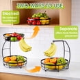 thumbnail image 4 of 2-Tier Fruit Basket Stand with Banana Hook, Detachable Metal Wire Fruit Bowl, Kitchen Countertop Organizer for Fruits, Vegetables & Snacks, Black, 4 of 7