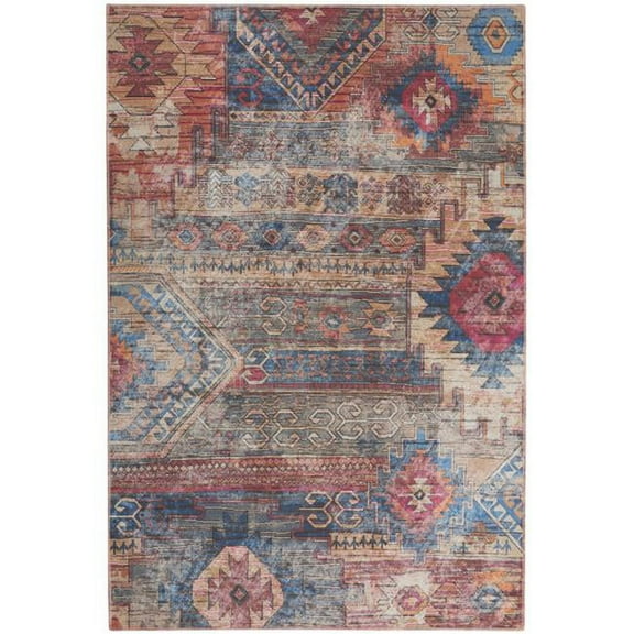 6 x 9 ft. Multicolor Southwestern Distressed Washable Rectangle Area Rug - Multicolor - 6 x 9 ft.