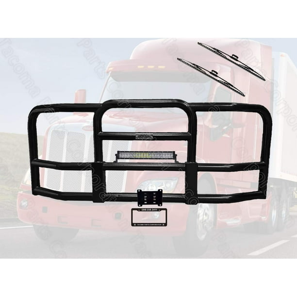 Peterbilt 579 Black Front Bumper Grille Deer Brush Guards Bracket
